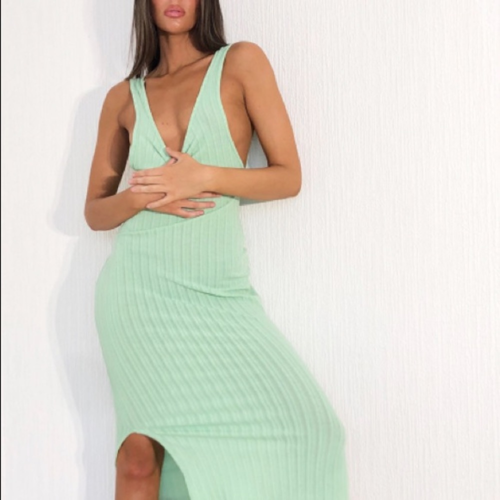 Sage Scoop Midi Dress